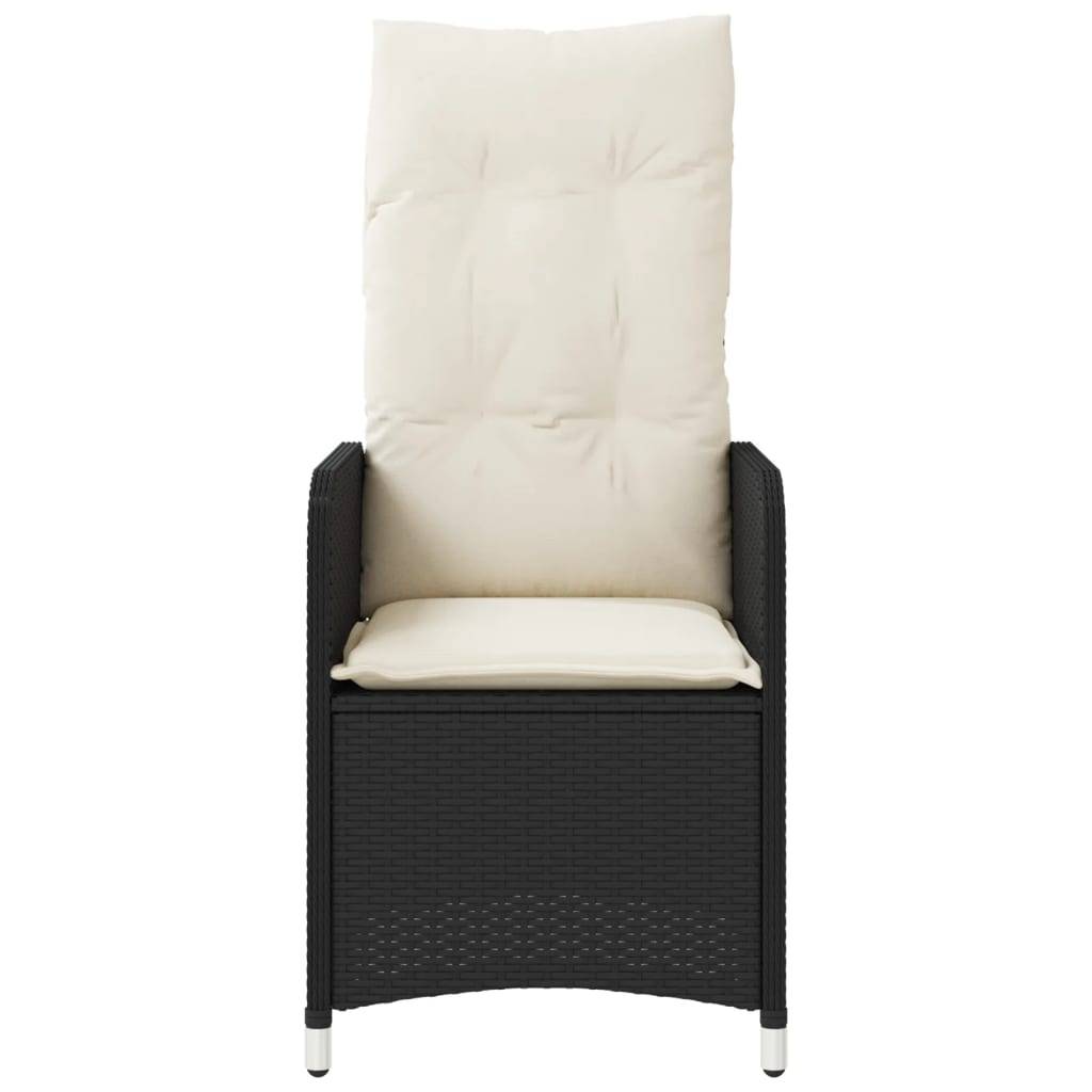 vidaXL Gartensessel Verstellbar mit Kissen Schwarz Poly Rattan