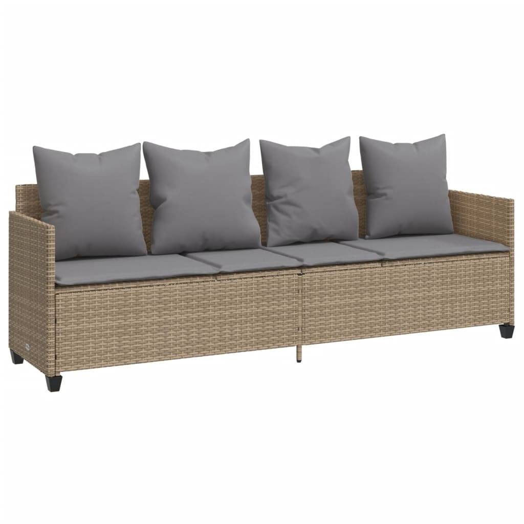 vidaXL 5-tlg. Garten-Sofagarnitur mit Kissen Beige Poly Rattan