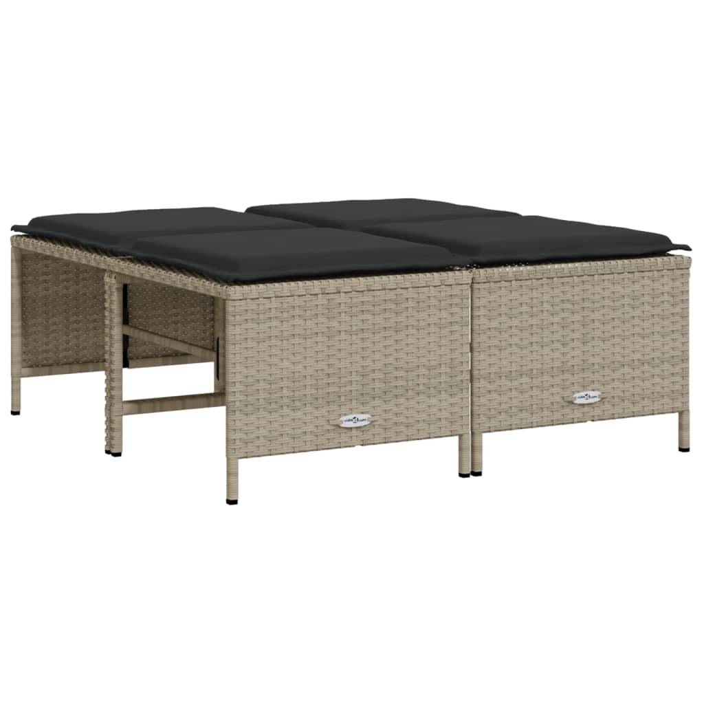 vidaXL 5-tlg. Garten-Sofagarnitur mit Kissen Hellgrau Poly Rattan