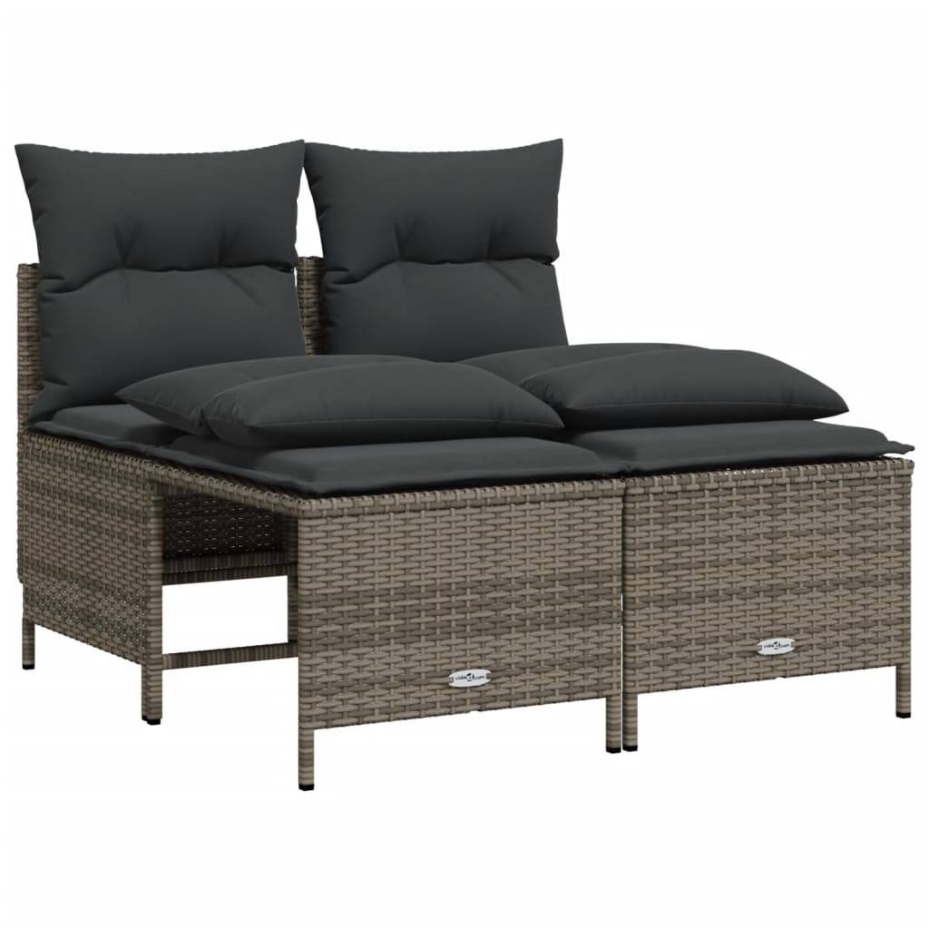 vidaXL 5-tlg. Garten-Sofagarnitur mit Kissen Grau Poly Rattan