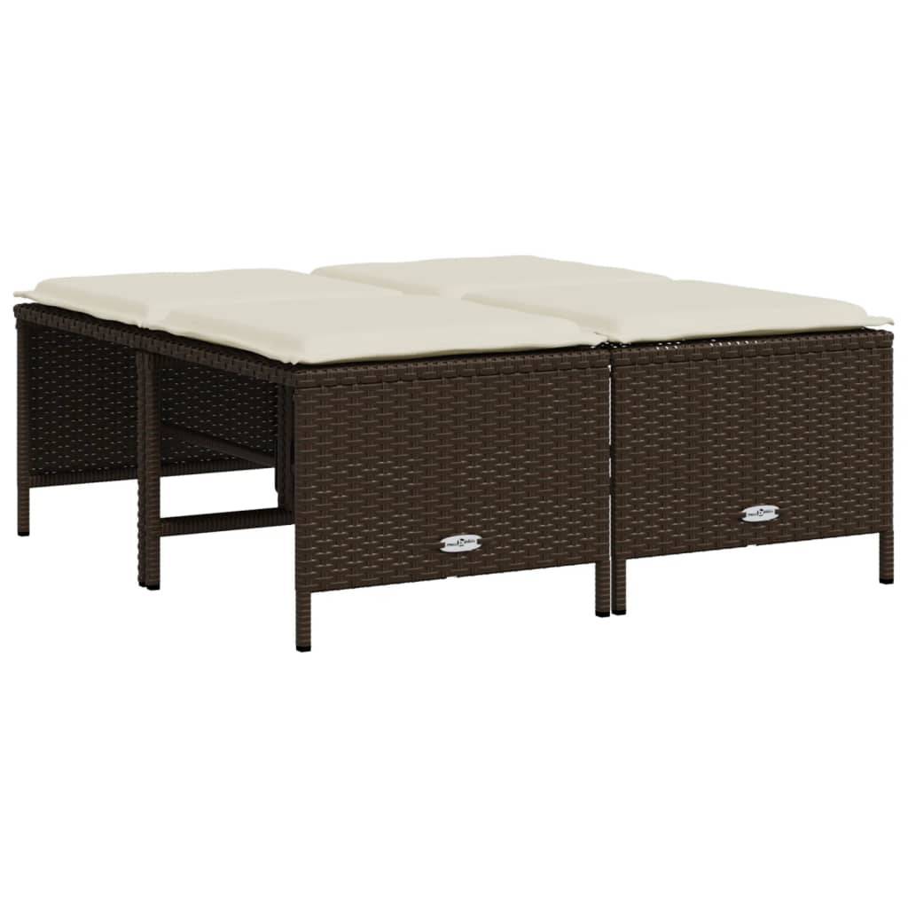 vidaXL 5-tlg. Garten-Sofagarnitur mit Kissen Braun Poly Rattan