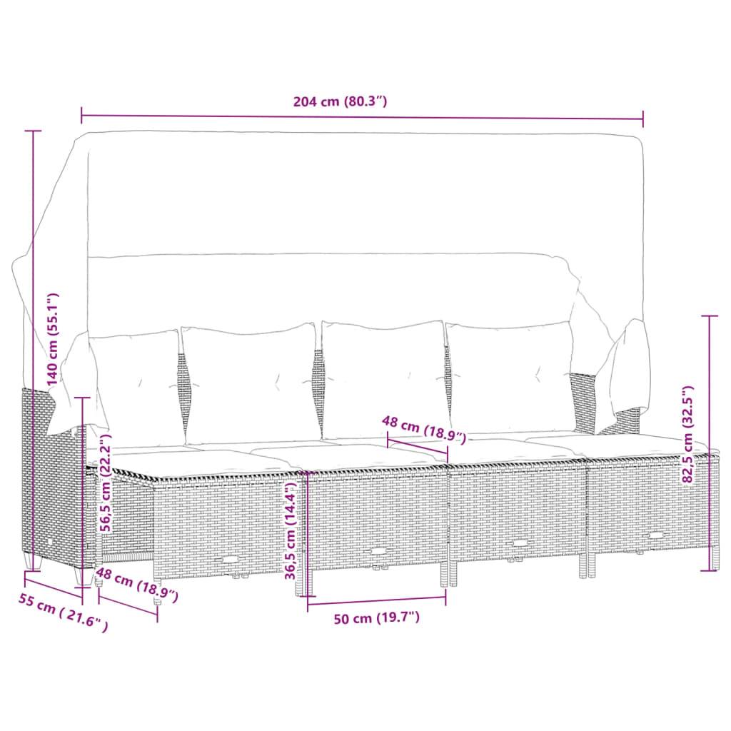 vidaXL 5-tlg. Garten-Sofagarnitur mit Kissen Braun Poly Rattan