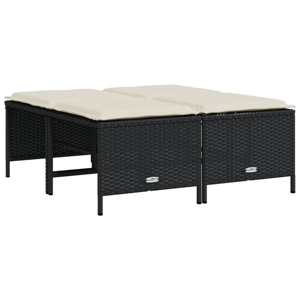 vidaXL 5-tlg. Garten-Sofagarnitur mit Kissen Schwarz Poly Rattan