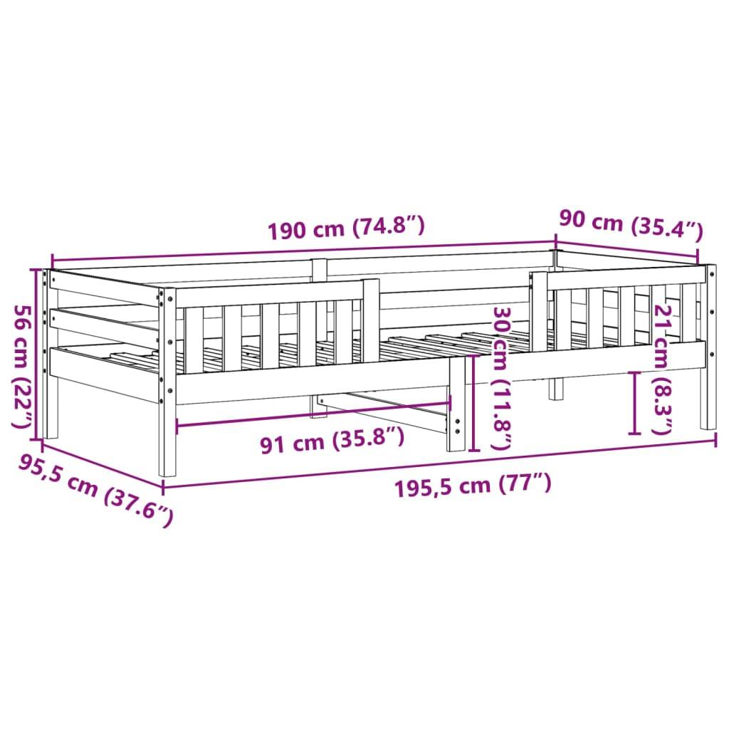vidaXL Massivholzbett ohne Matratze 90x190 cm Kiefernholz