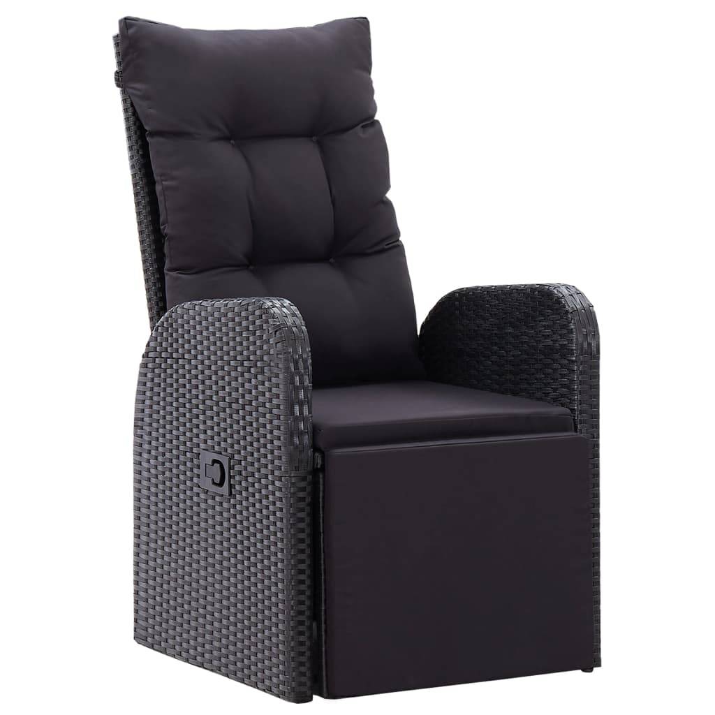 vidaXL 7-tlg. Garten-Essgruppe mit Kissen Schwarz Poly Rattan