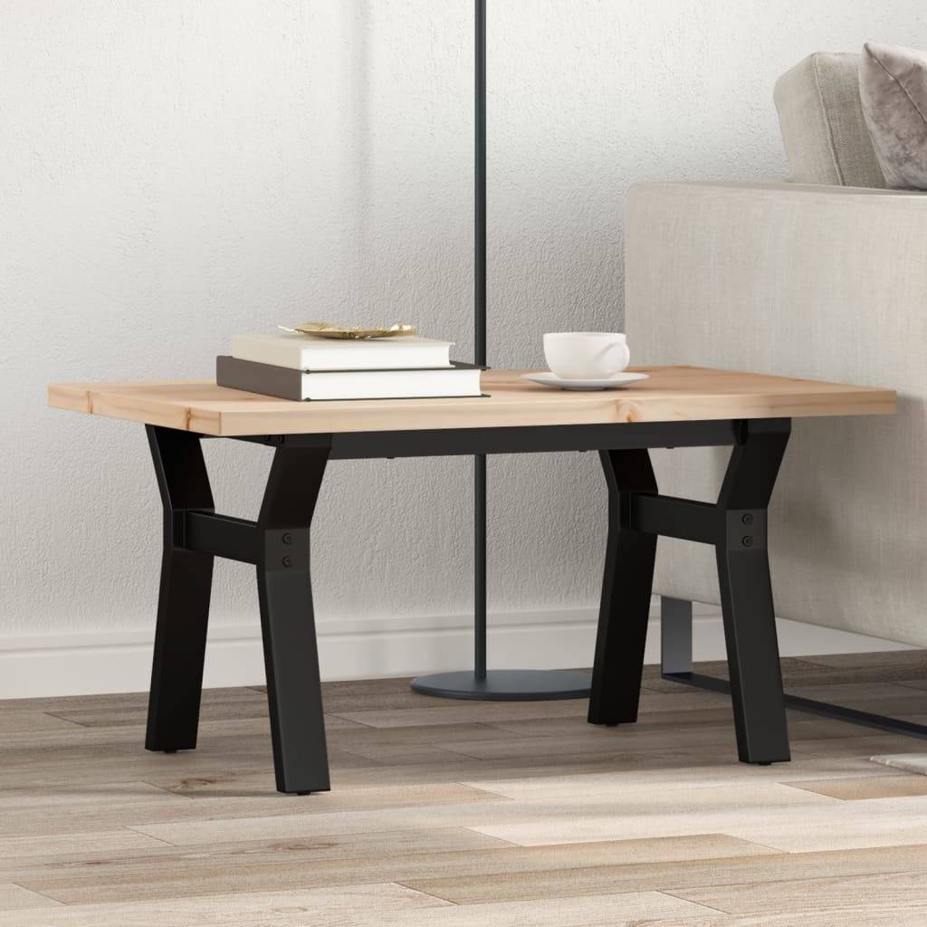 vidaXL Couchtisch Y-Gestell 80x50x40,5cm Massivholz Kiefer & Stahl