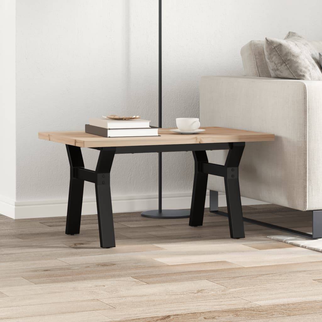 vidaXL Couchtisch Y-Gestell 80x50x40,5cm Massivholz Kiefer & Stahl