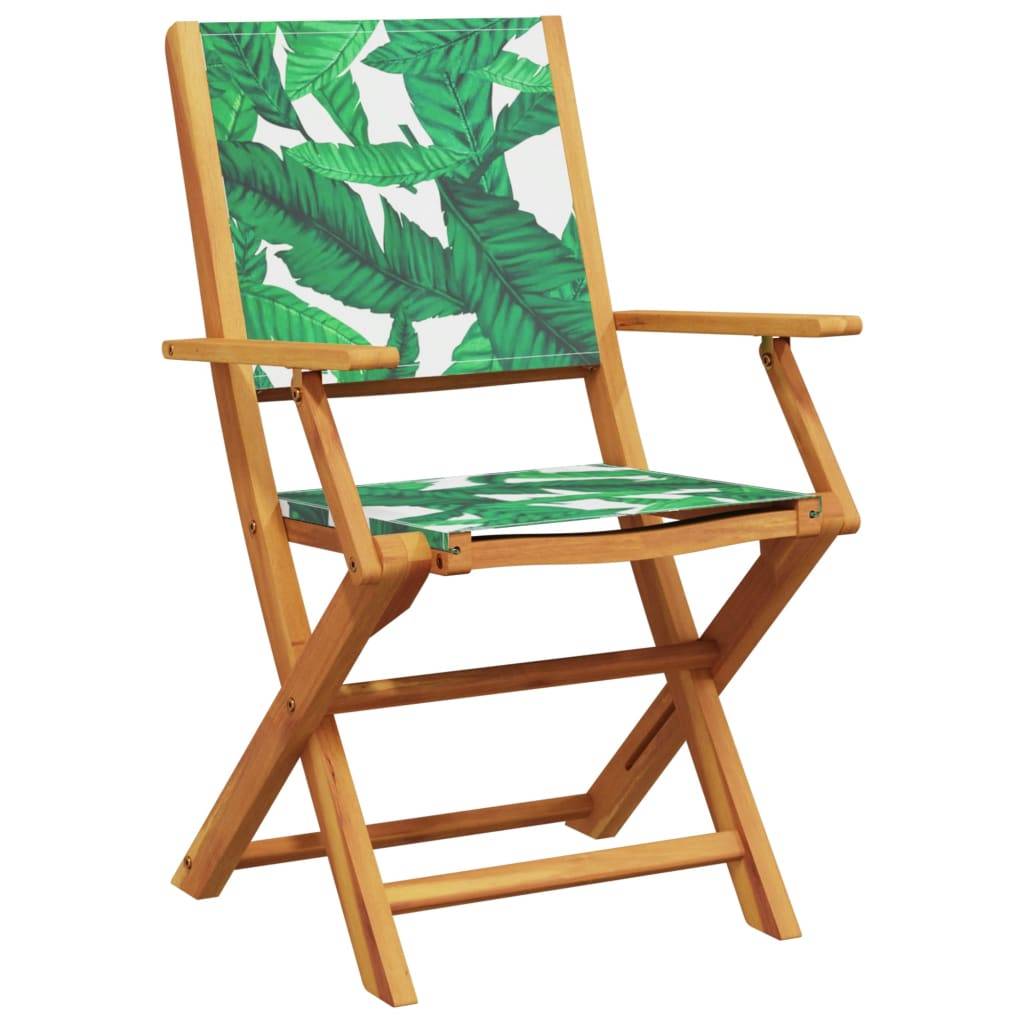 vidaXL 3-tlg. Bistro-Set Blattmuster Stoff und Massivholz