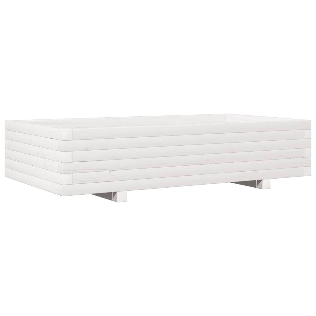 vidaXL Pflanzkübel Weiß 110x60x26,5 cm Massivholz Kiefer