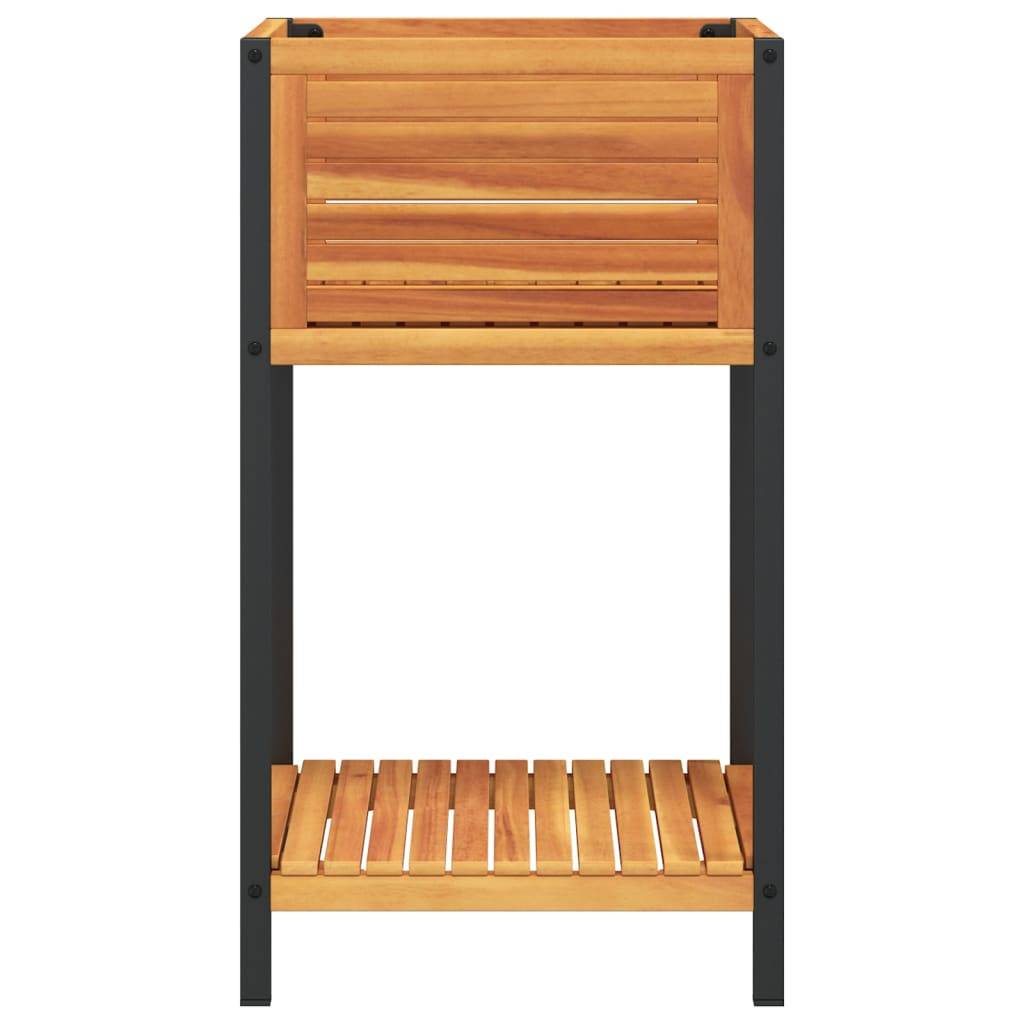 vidaXL Pflanzkübel mit Ablage 45x45x80 cm Massivholz Akazie und Stahl