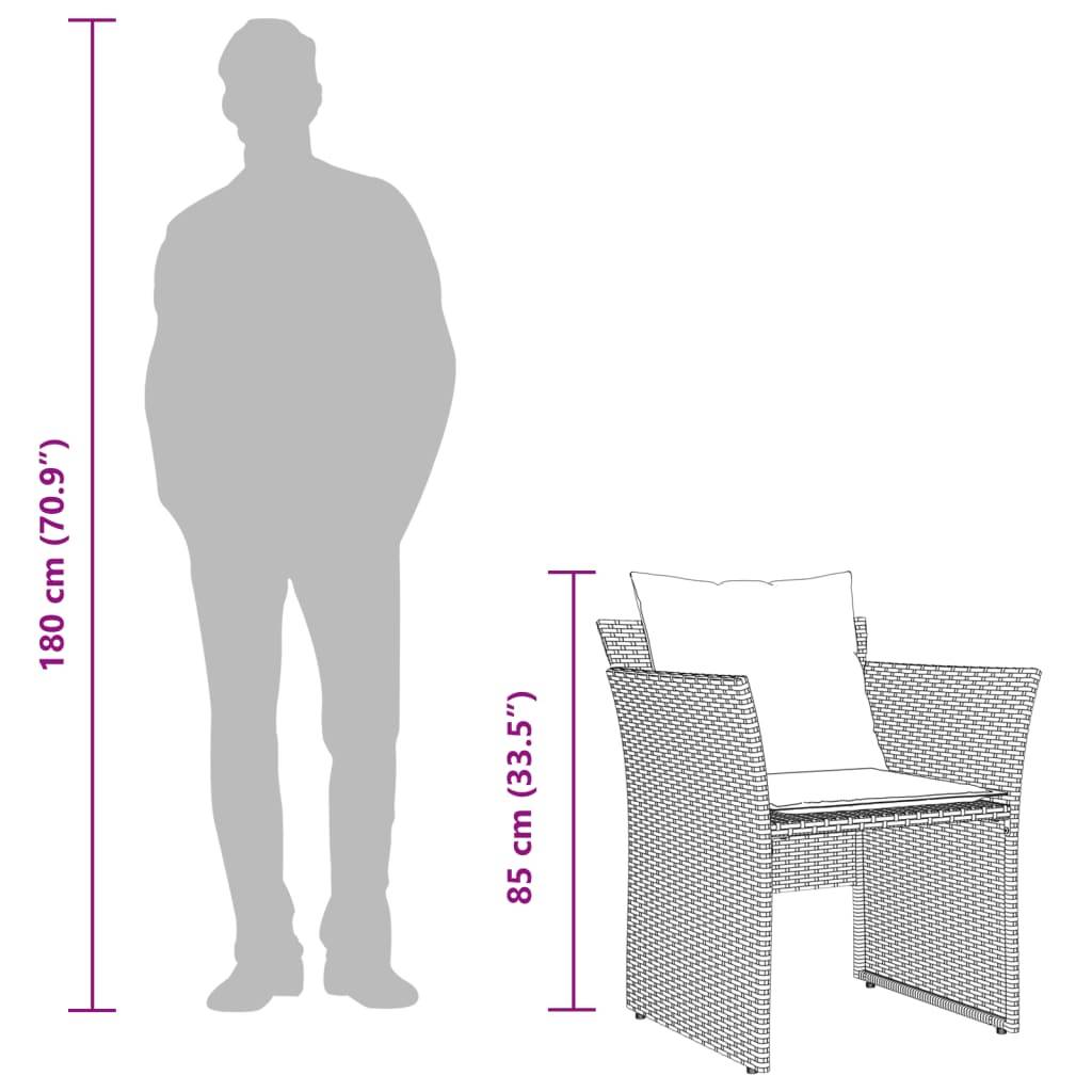 vidaXL Gartenstuhl mit Fußhocker Schwarz Poly Rattan