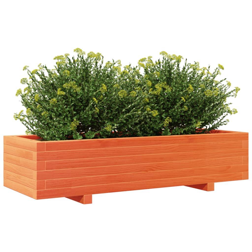 vidaXL Pflanzkübel Wachsbraun 110x40x26,5 cm Massivholz Kiefer