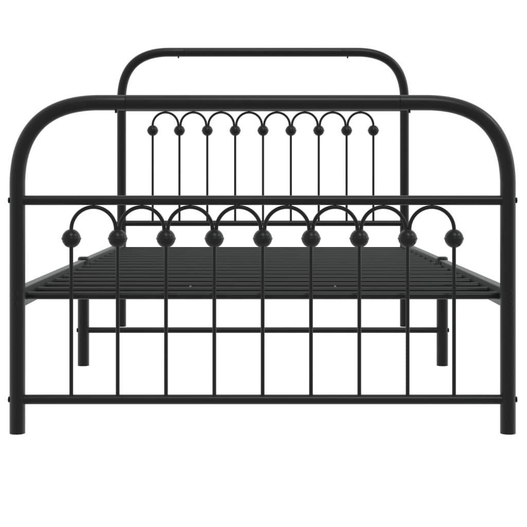 vidaXL Bettgestell mit Kopf- und Fußteil Metall Schwarz 100x200 cm
