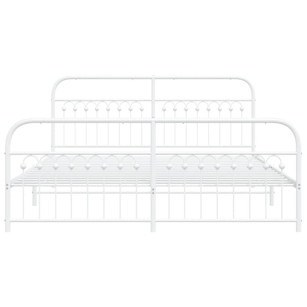 vidaXL Bettgestell mit Kopf- und Fußteil Metall Weiß 183x203 cm