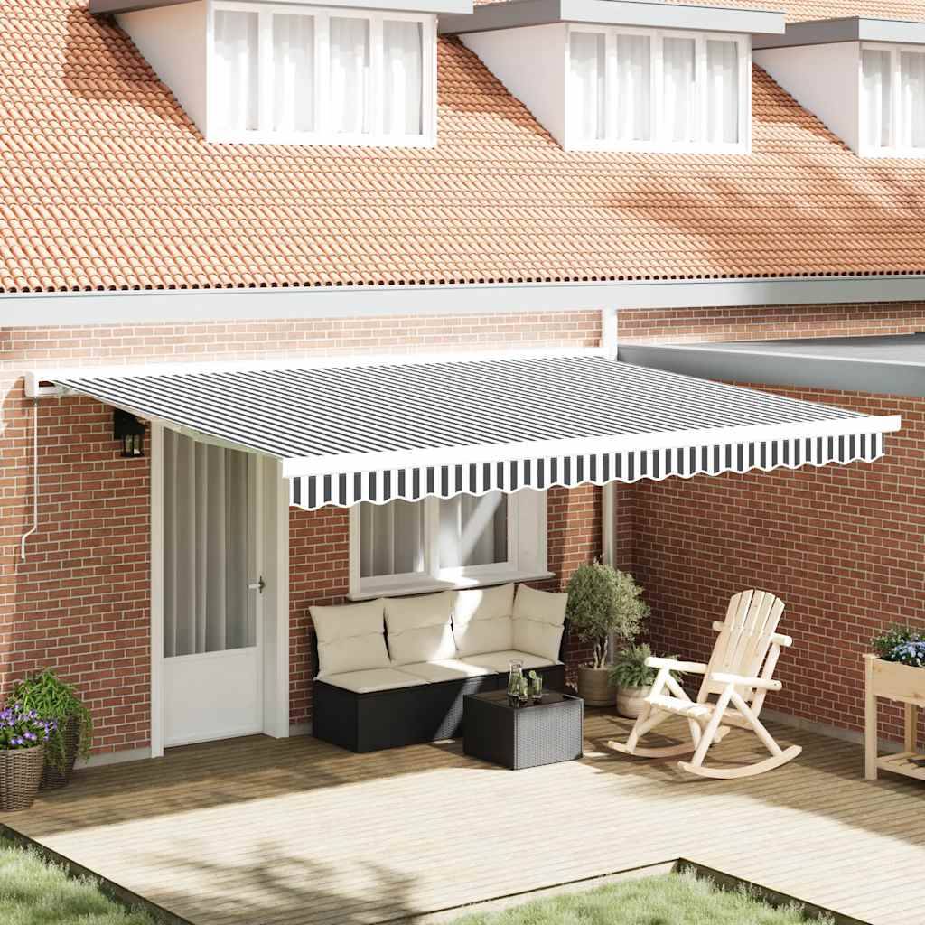 vidaXL Markise Einziehbar Anthrazit und Weiß 4,5x3 m Stoff Aluminium
