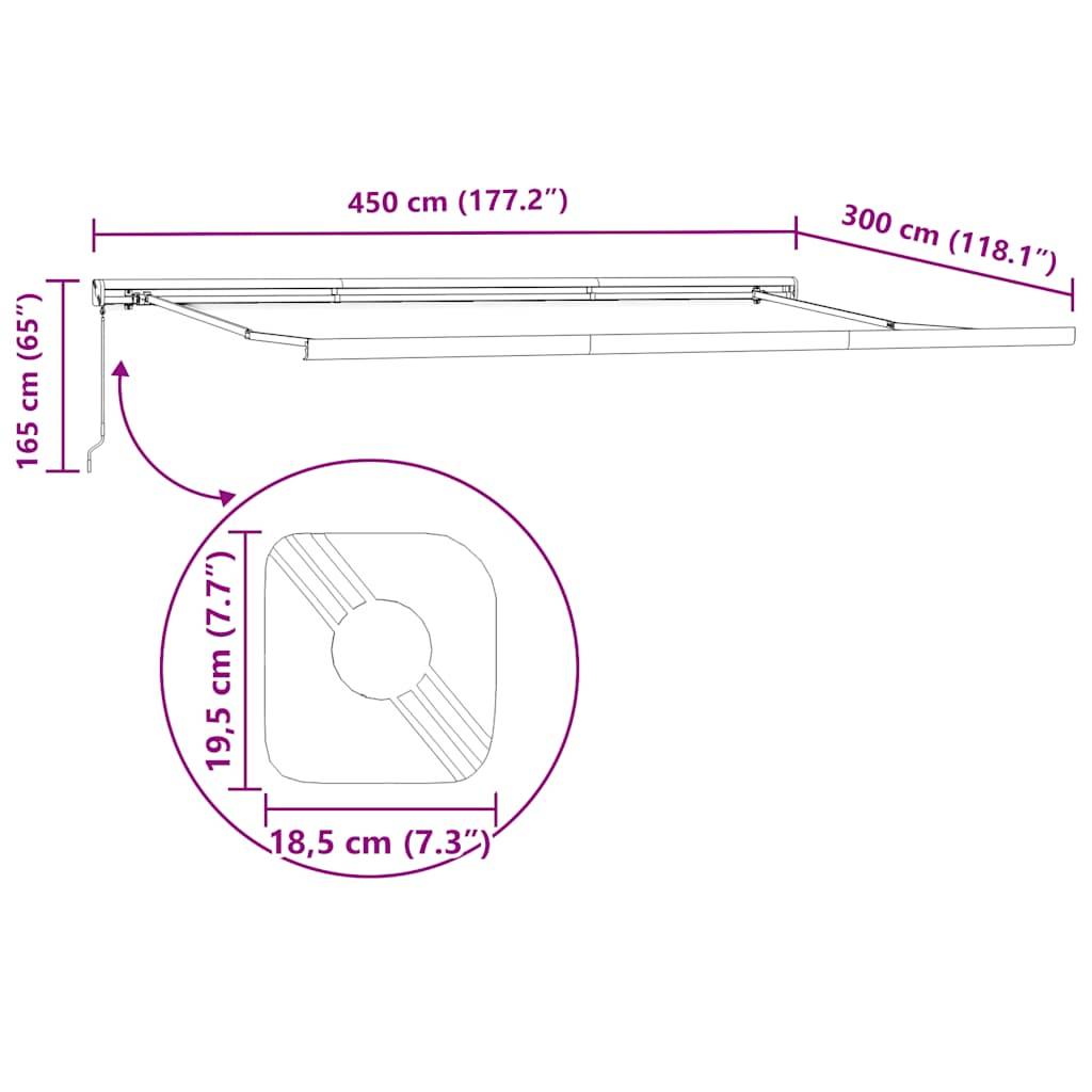 vidaXL Markise Einziehbar Anthrazit und Weiß 4,5x3 m Stoff Aluminium
