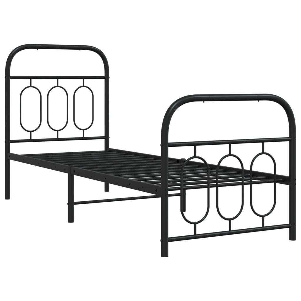 vidaXL Bettgestell mit Kopf- und Fußteil Metall Schwarz 75x190 cm