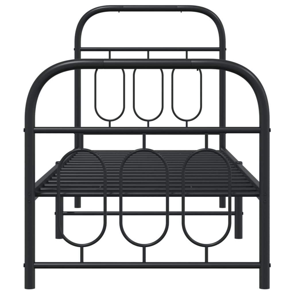 vidaXL Bettgestell mit Kopf- und Fußteil Metall Schwarz 75x190 cm
