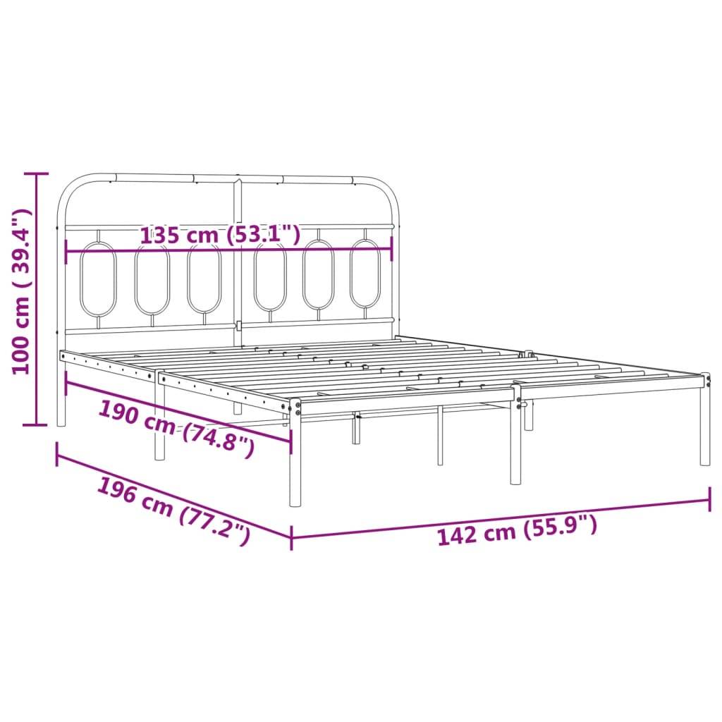 vidaXL Bettgestell mit Kopfteil Metall Weiß 135x190 cm