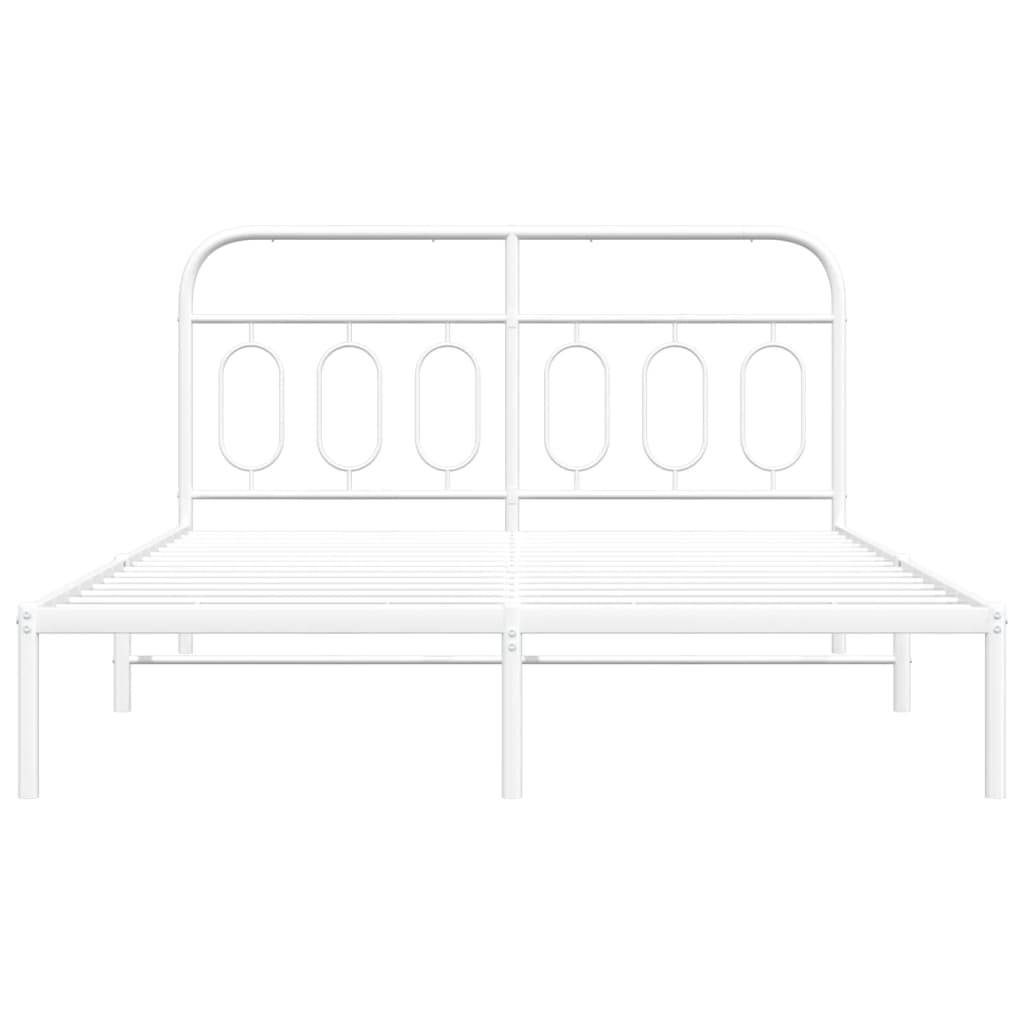 vidaXL Bettgestell mit Kopfteil Metall Weiß 135x190 cm