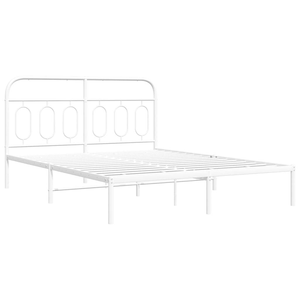 vidaXL Bettgestell mit Kopfteil Metall Weiß 135x190 cm
