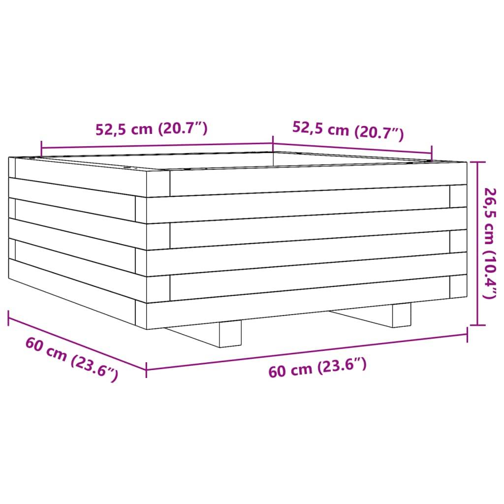 vidaXL Pflanzkübel 60x60x26,5 cm Massivholz Kiefer