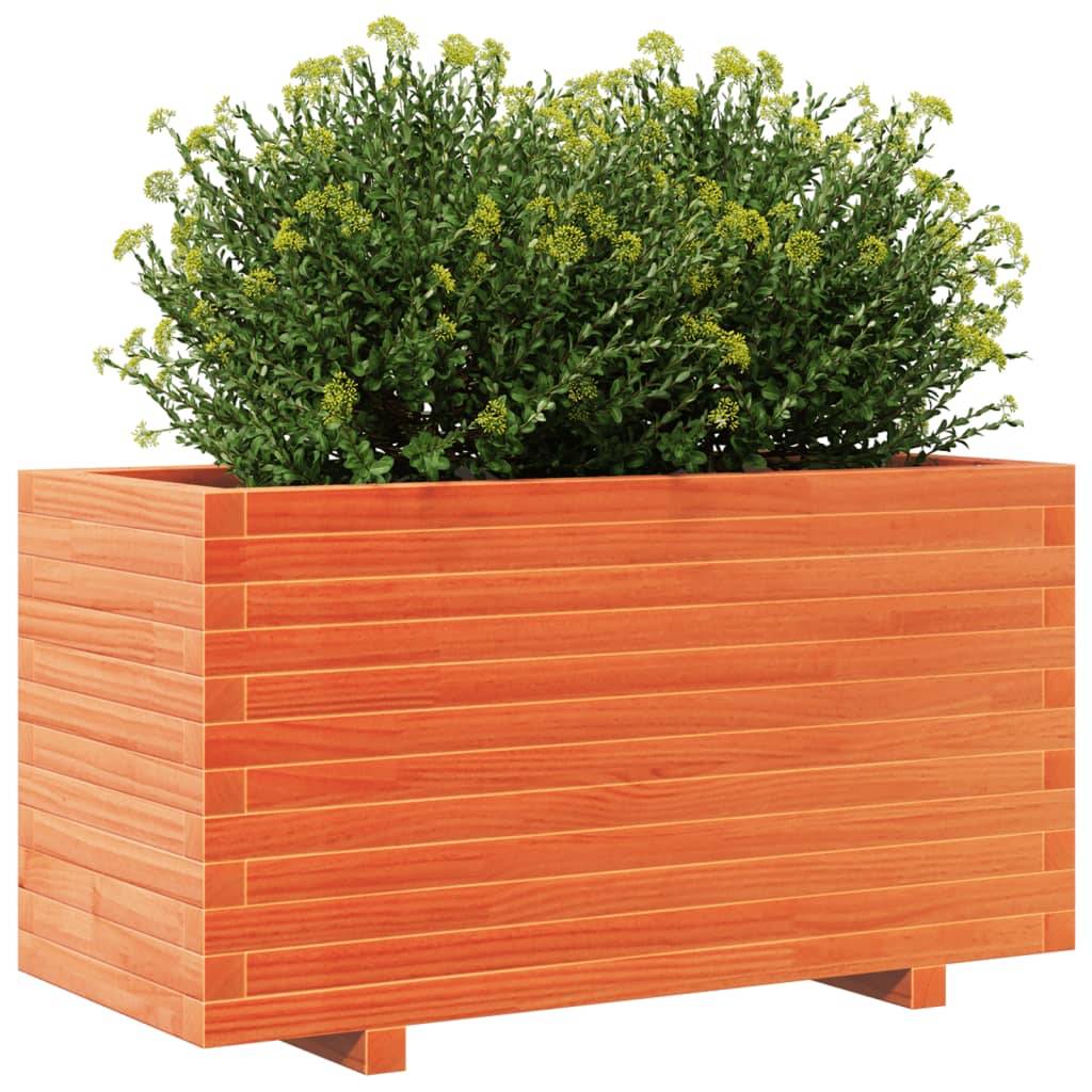 vidaXL Pflanzkübel Wachsbraun 90x40x49,5 cm Massivholz Kiefer