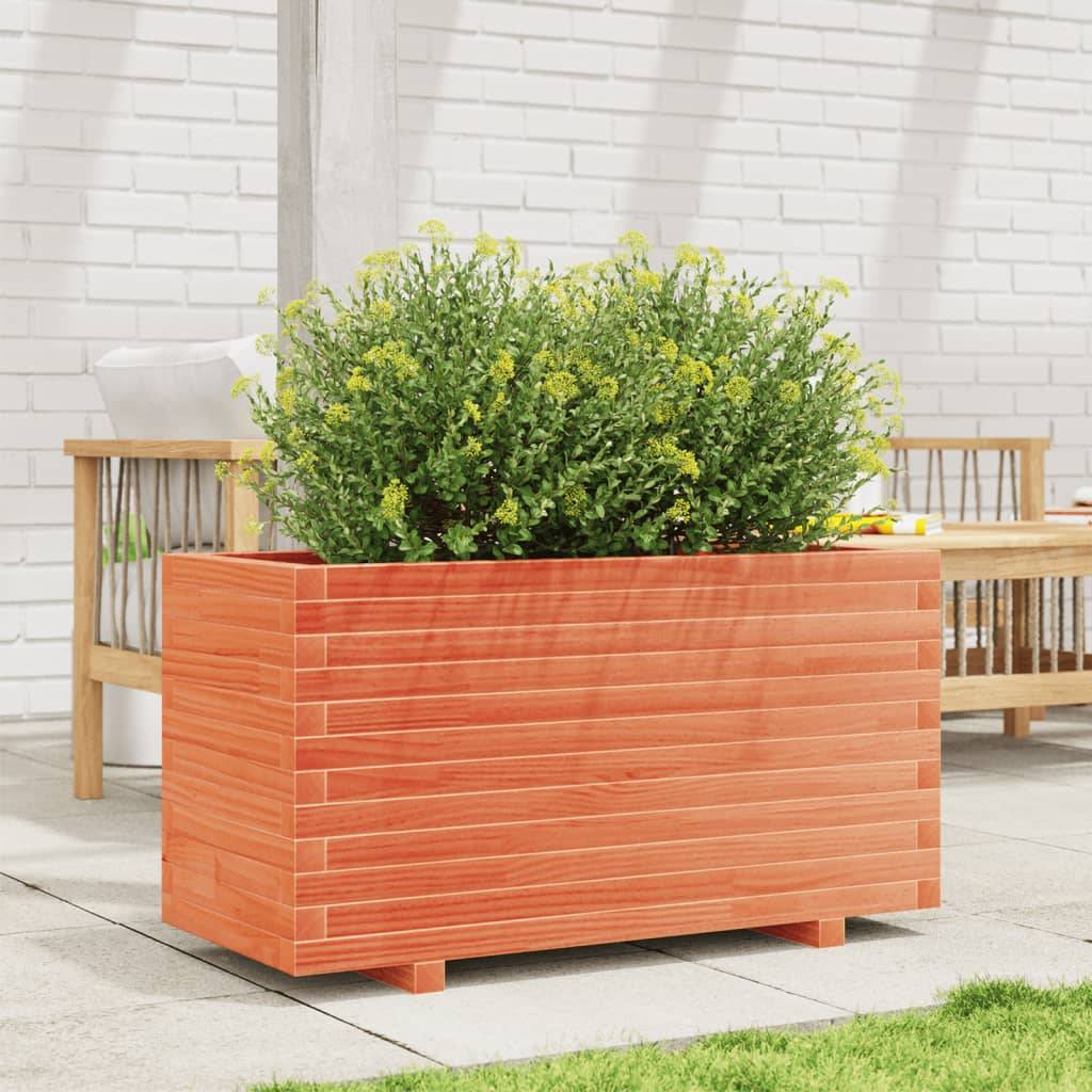 vidaXL Pflanzkübel Wachsbraun 90x40x49,5 cm Massivholz Kiefer