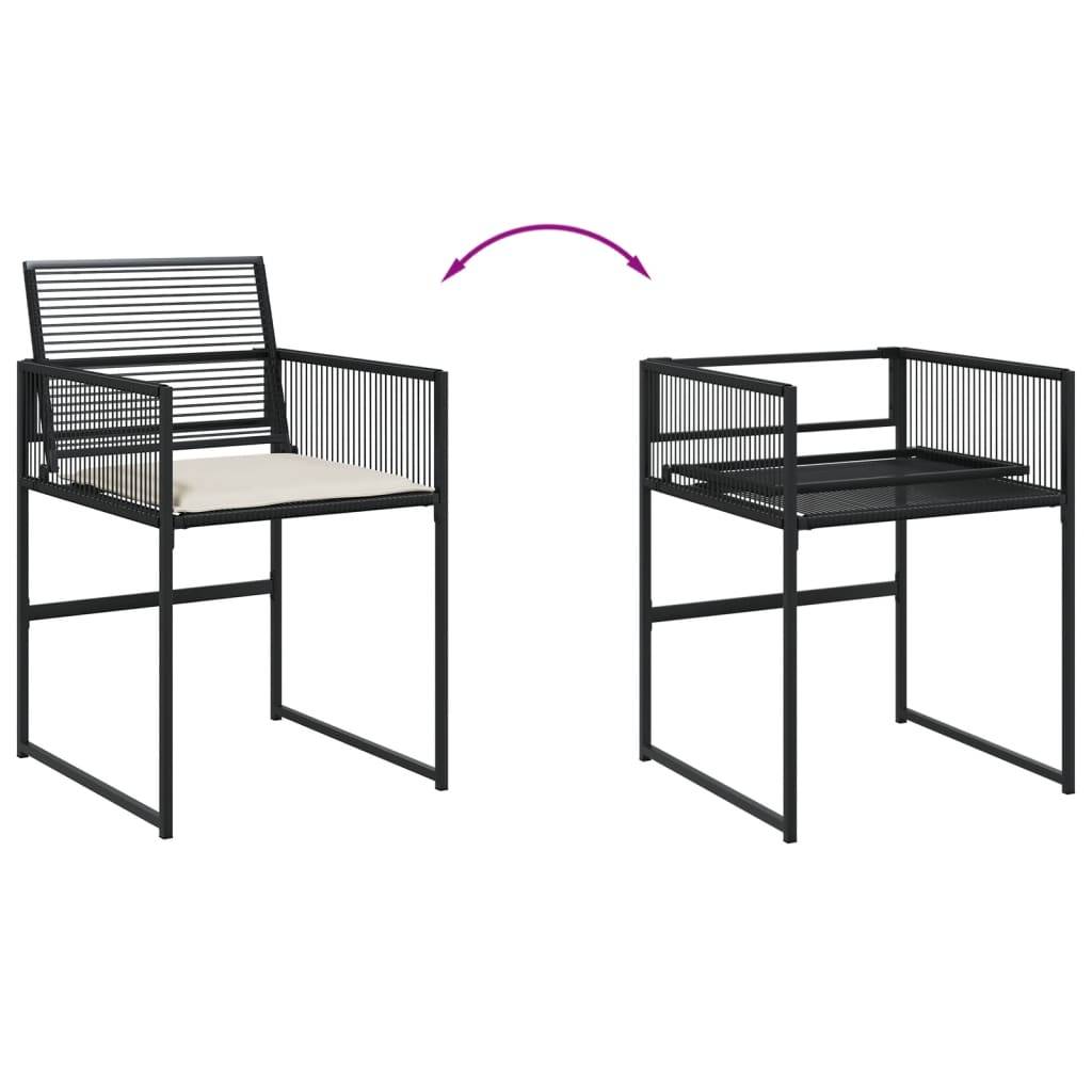 vidaXL 17-tlg. Garten-Essgruppe mit Kissen Schwarz Poly Rattan