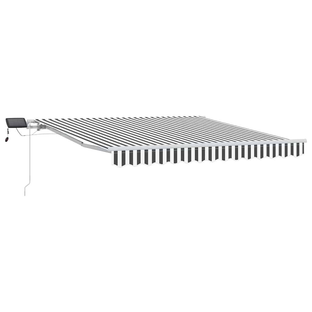 vidaXL Markise mit LED-Beleuchtung Manuell Anthrazit & Weiß 300x250 cm