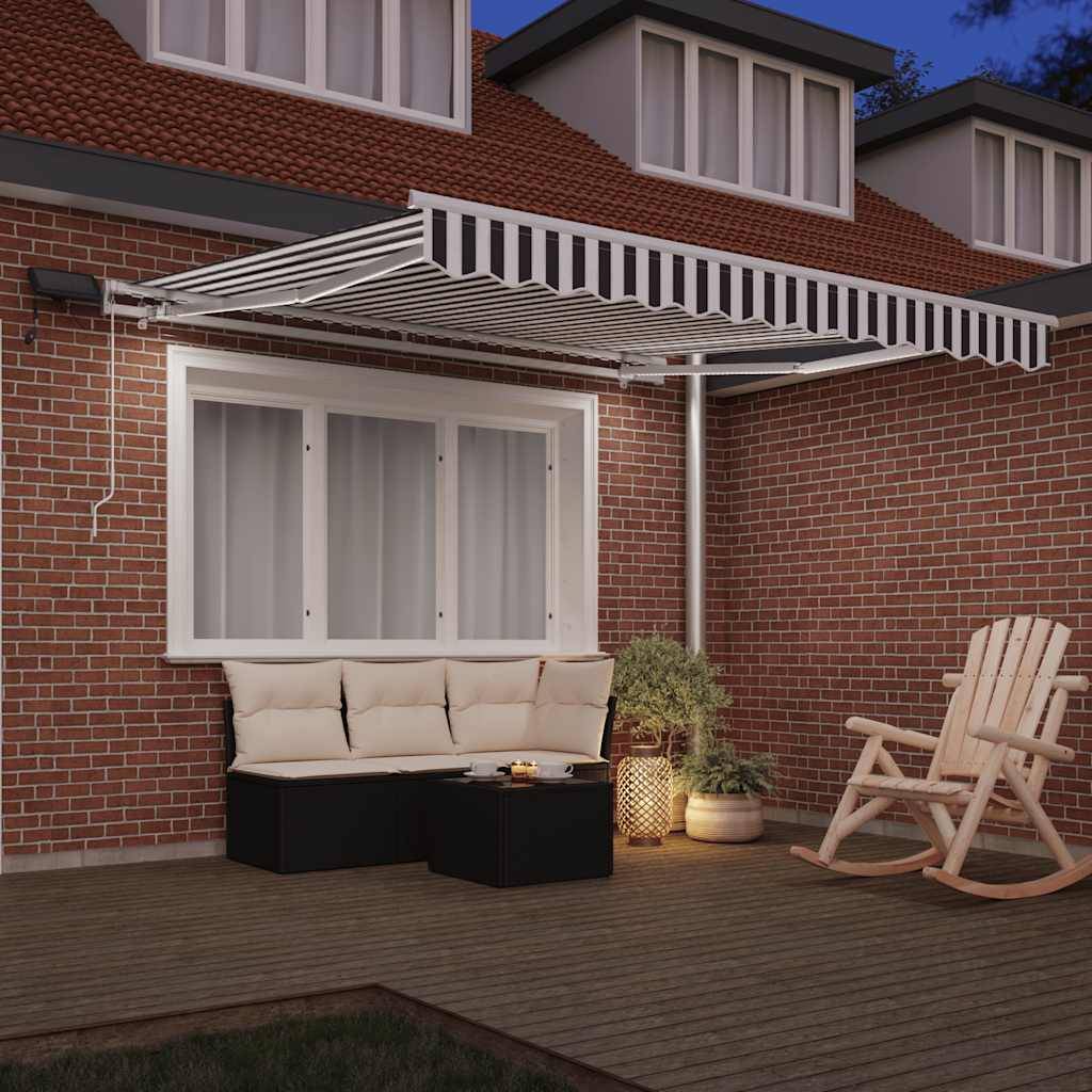 vidaXL Markise mit LED-Beleuchtung Manuell Anthrazit & Weiß 300x250 cm