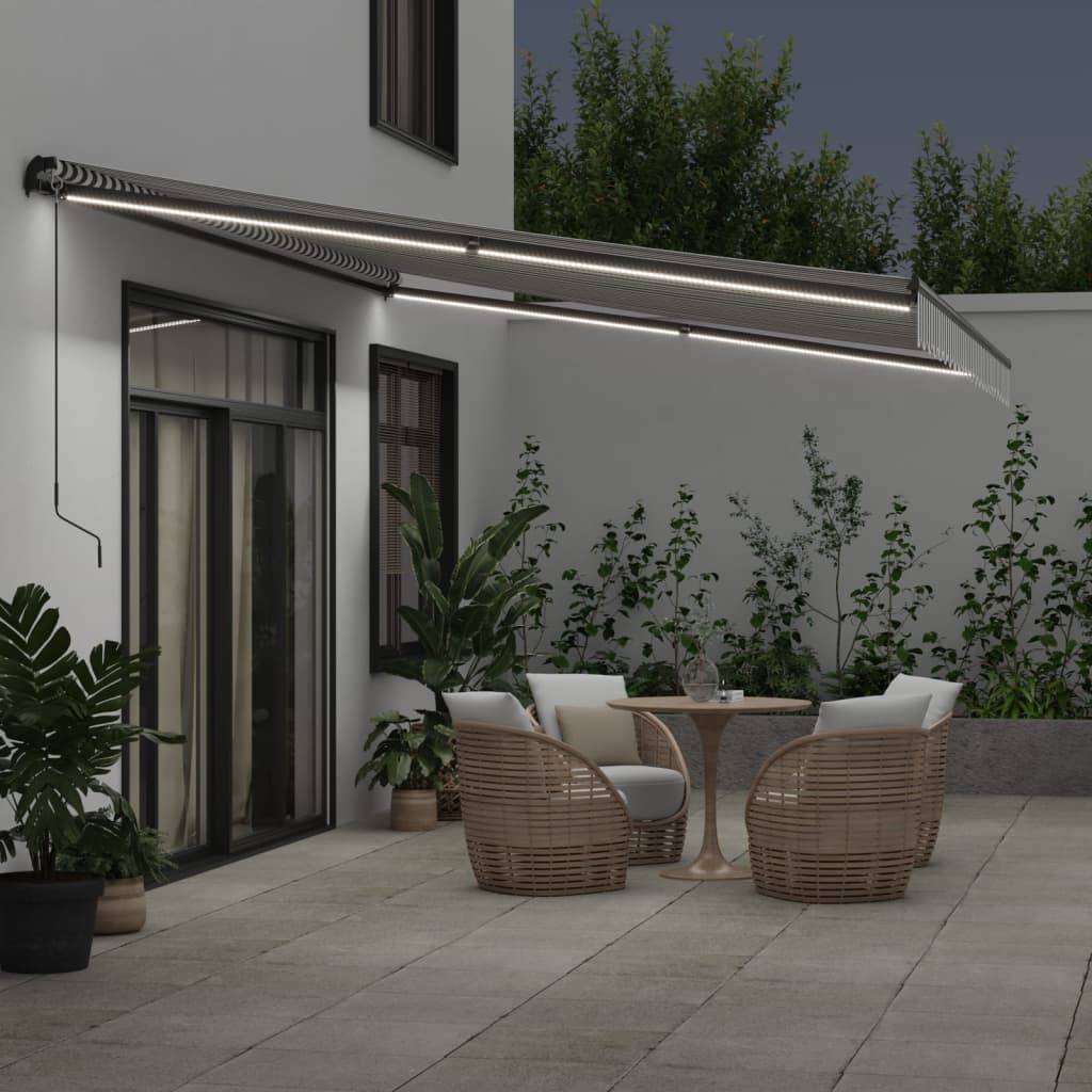 vidaXL Markise Manuell mit LEDs Anthrazit & Weiß 500x350 cm