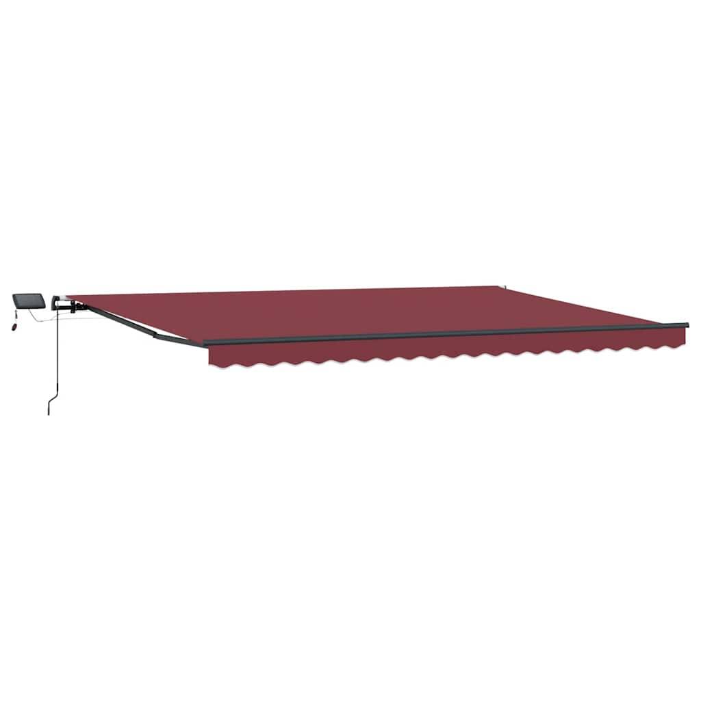 vidaXL Markise Manuell mit LEDs Weinrot 500x300 cm