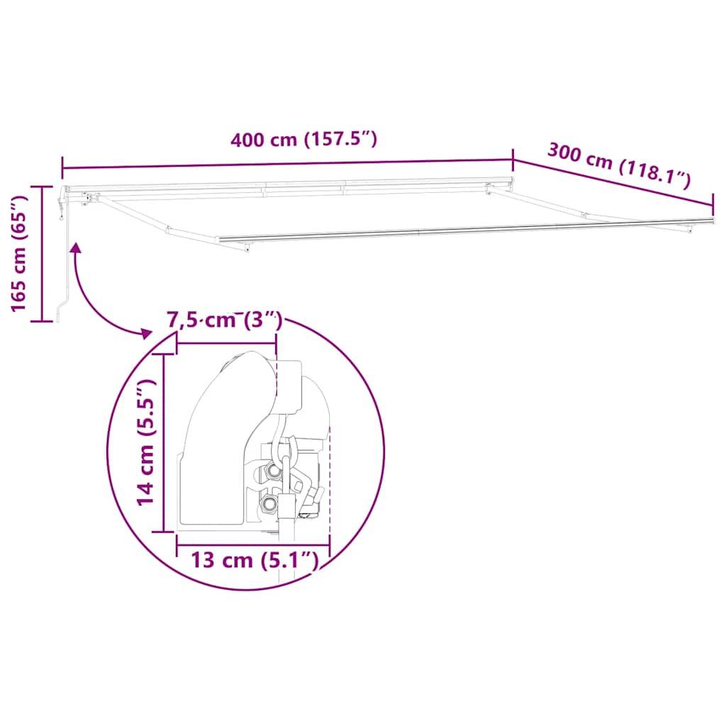 vidaXL Markise Automatisch Anthrazit und Weiß 400x300 cm
