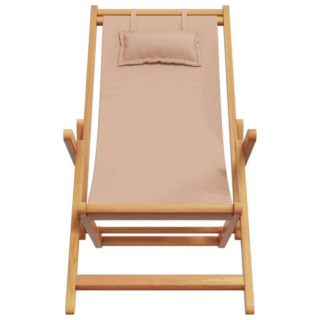vidaXL Strandstuhl Klappbar Taupe Massivholz Eukalyptus und Stoff