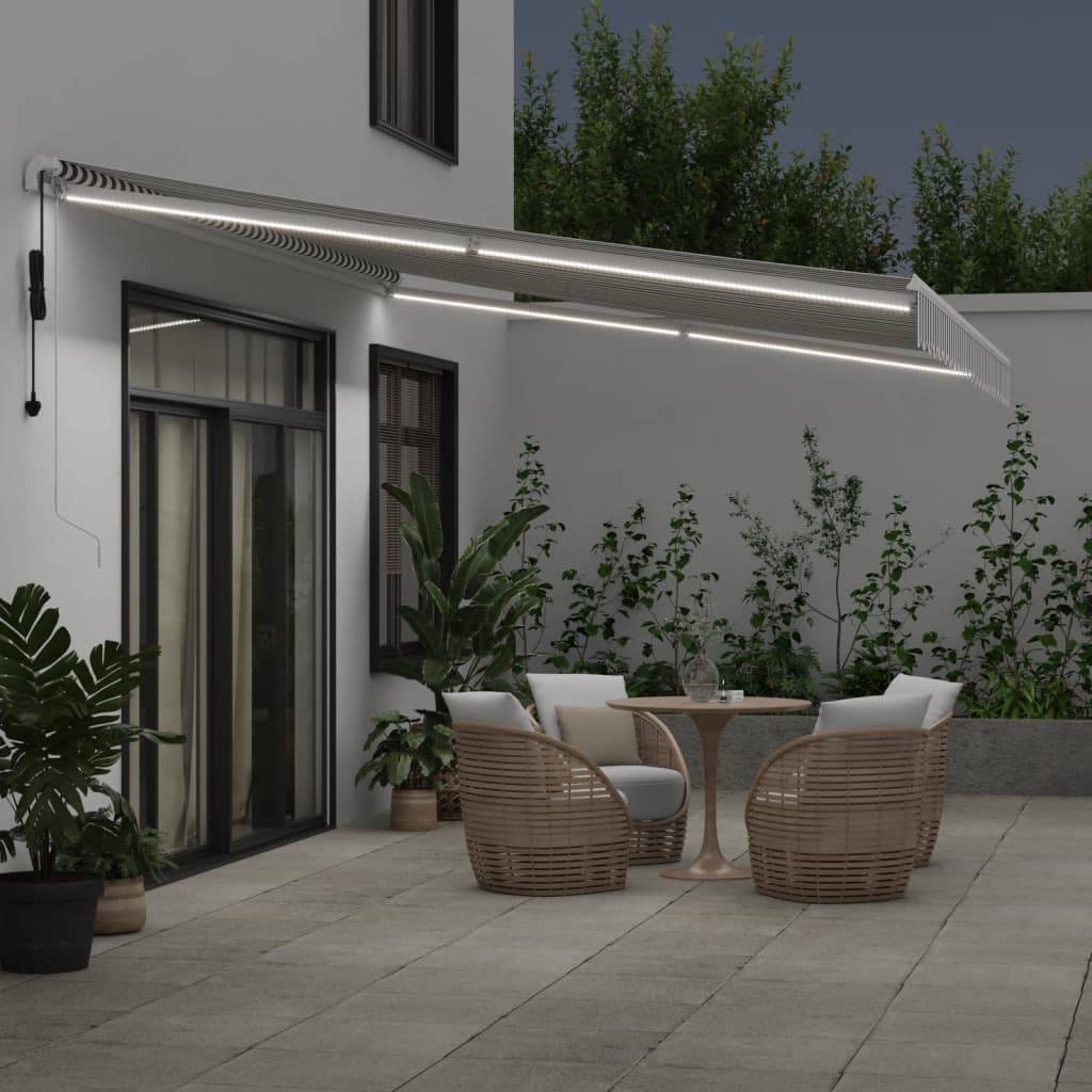 vidaXL Markise Automatisch mit LED Anthrazit & Weiß 500x350 cm