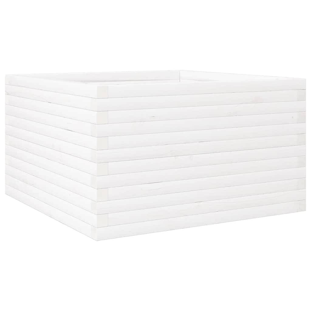 vidaXL Pflanzkübel Weiß 80x80x46 cm Massivholz Kiefer