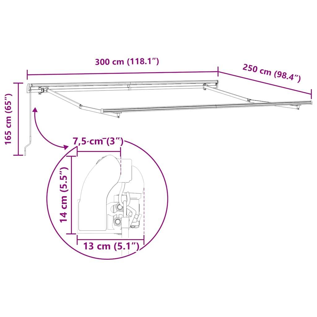 vidaXL Markise Manuell Weinrot 300x250 cm