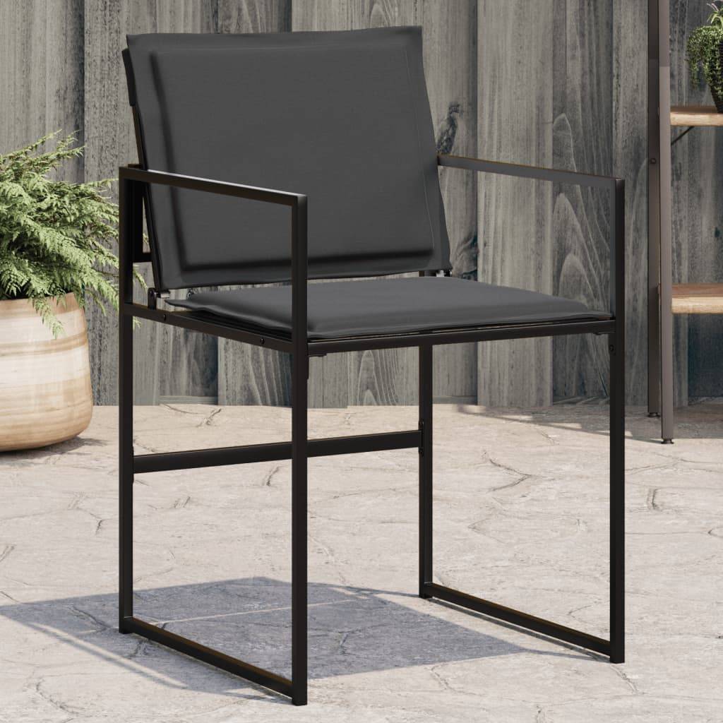 vidaXL Gartenstühle mit Kissen 4 Stk. Schwarz Stahl und Textilene