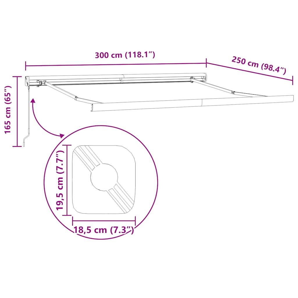 vidaXL Markise Manuell Weinrot 300x250 cm