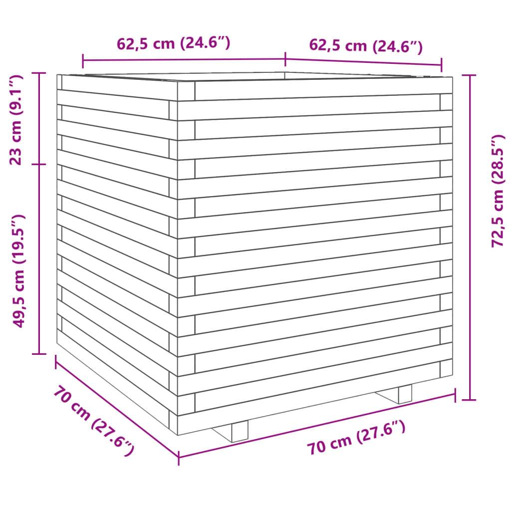 vidaXL Pflanzkübel Wachsbraun 70x70x72,5 cm Massivholz Kiefer