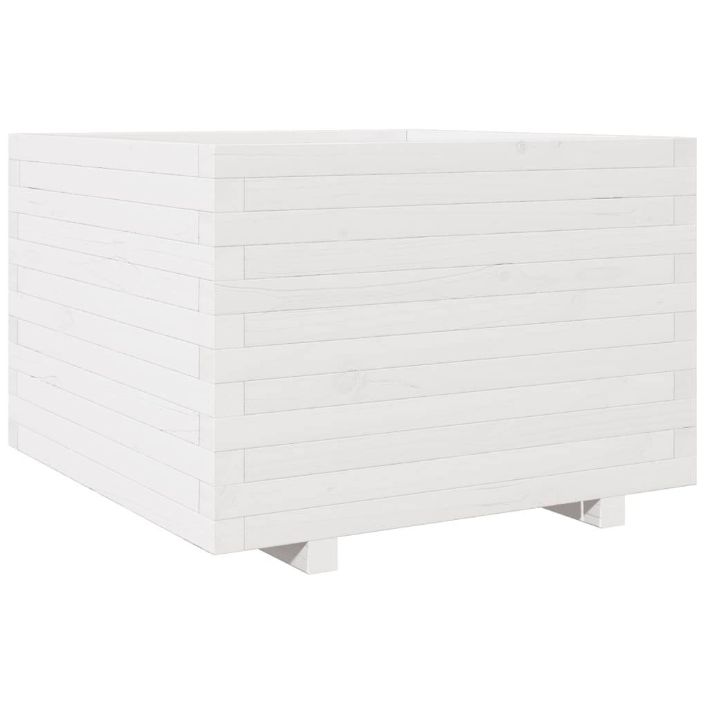 vidaXL Pflanzkübel Weiß 70x70x49,5 cm Massivholz Kiefer