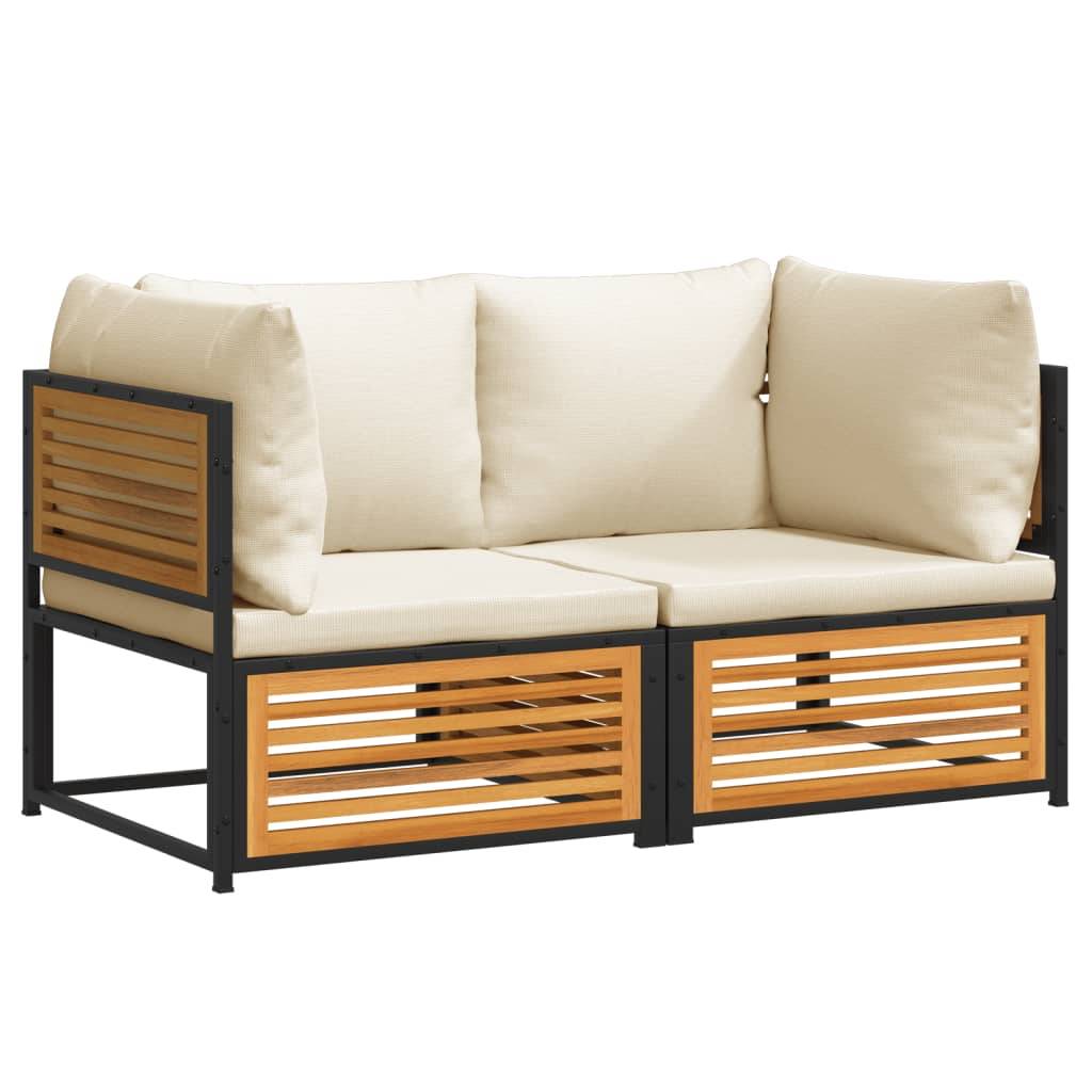 vidaXL 2-tlg. Garten-Sofa-Set mit Kissen Massivholz Akazie