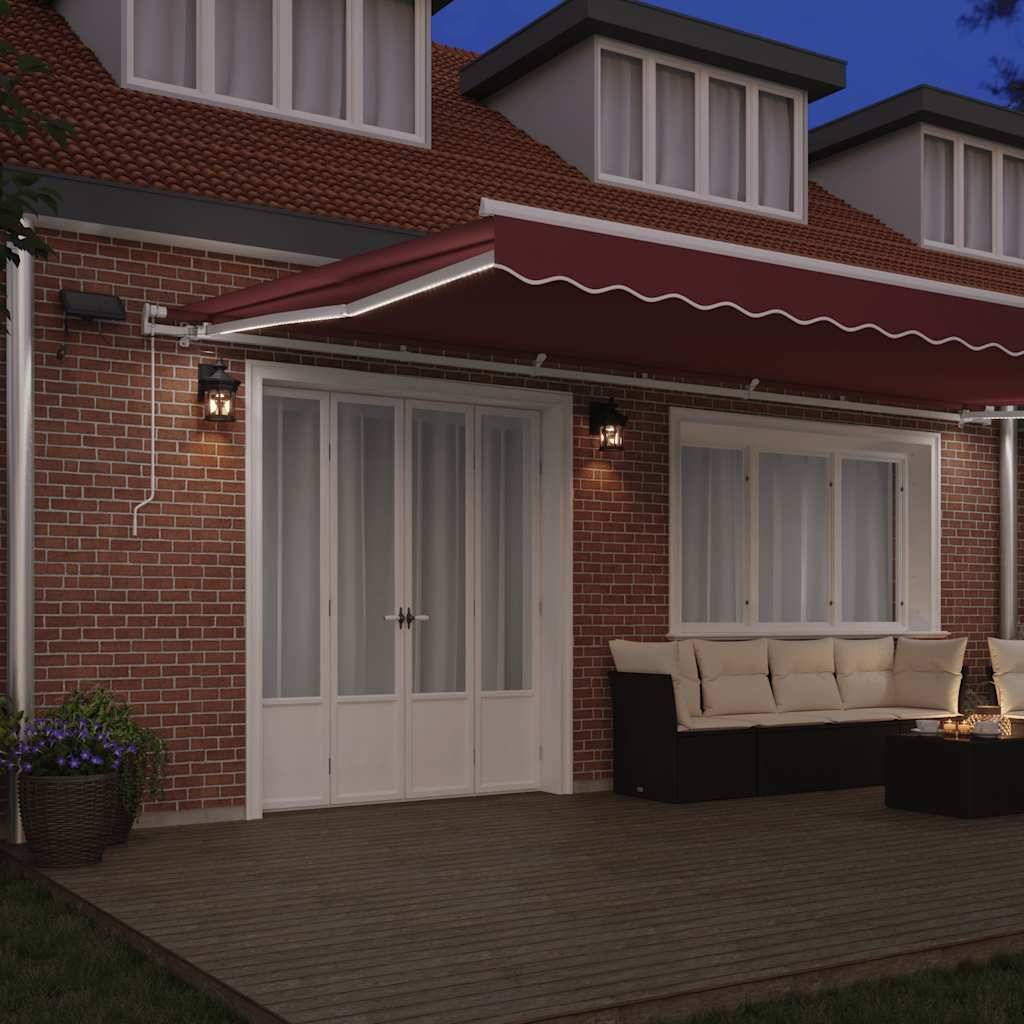 vidaXL Markise Manuell mit LED Weinrot 600x300 cm