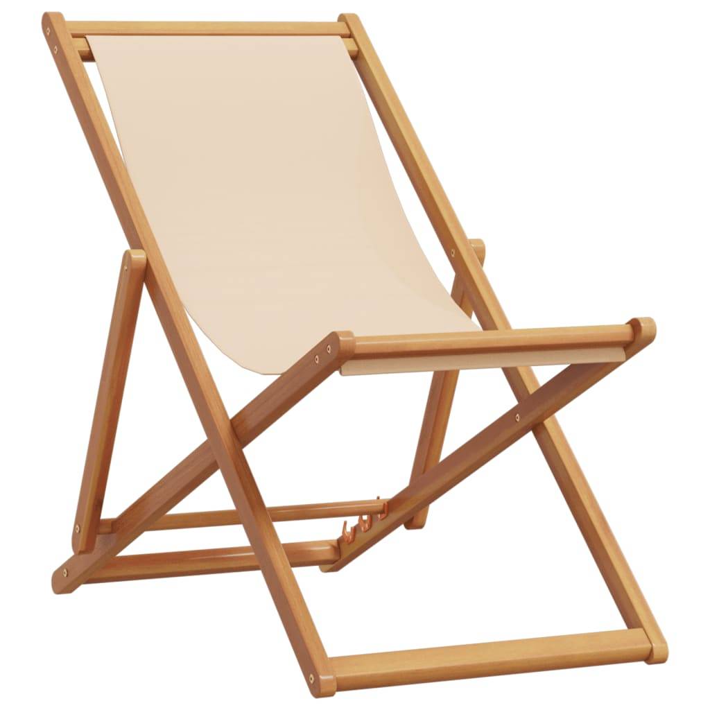 vidaXL Strandstühle 2 Stk. Klappbar Beige Stoff und Massivholz