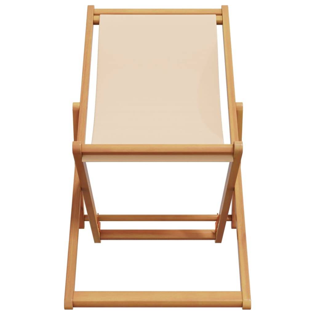 vidaXL Strandstühle 2 Stk. Klappbar Beige Stoff und Massivholz