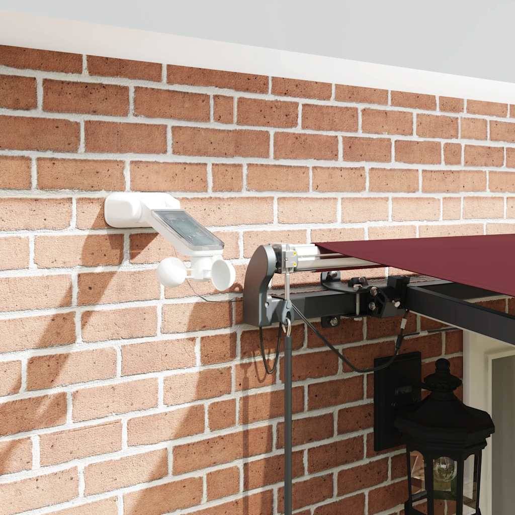 vidaXL Markise Automatisch mit LEDs Weinrot 500x300 cm