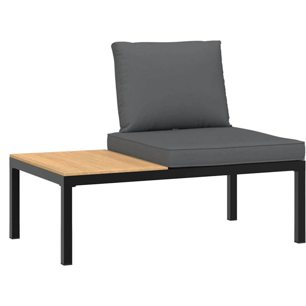 vidaXL Gartenbank mit Kissen Schwarz Aluminium