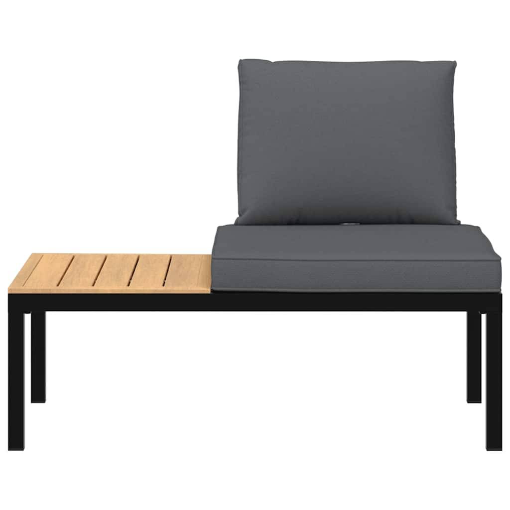 vidaXL Gartenbank mit Kissen Schwarz Aluminium