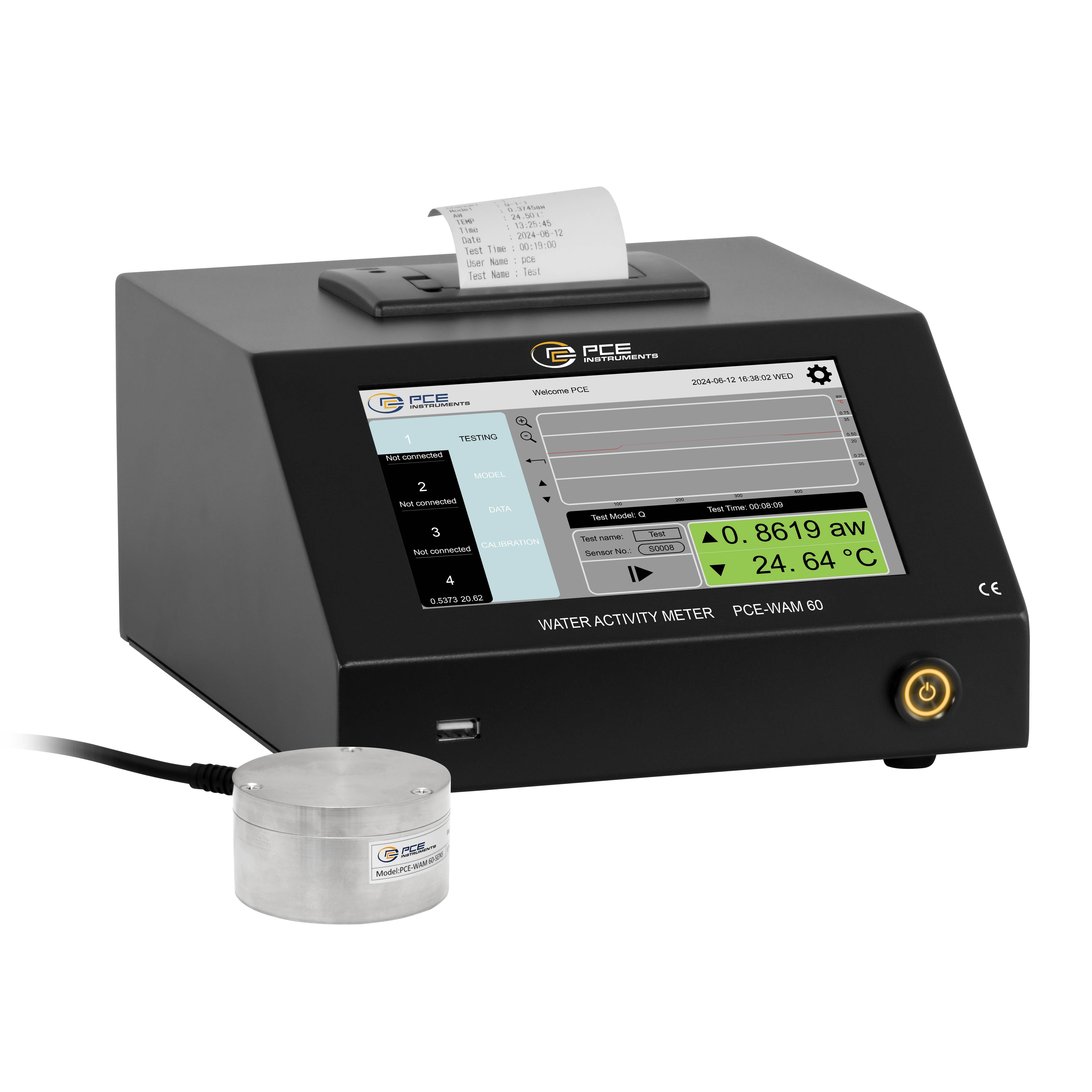 PCE Instruments Feuchtigkeitsmessgerät PCE-WAM 60 für die Messung der Wasseraktivität |0 ... 1 aw |Software |Speicher